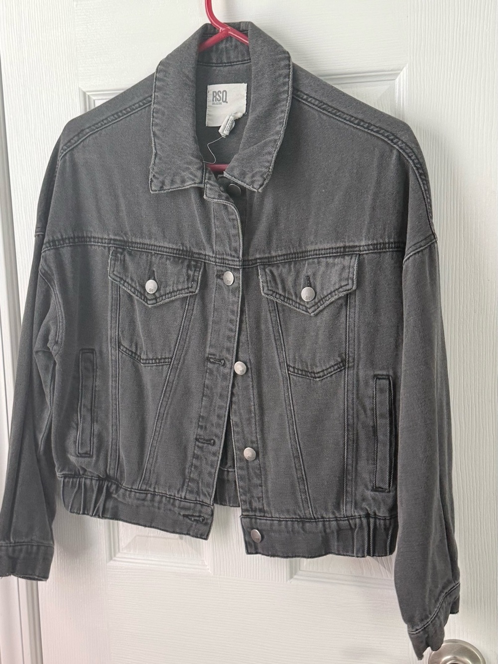 RSQ Women's Washed Gray Denim Trucker Jacket